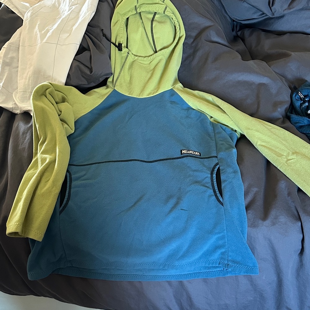 Melanzana Two-Tone Blue and Green Pullover